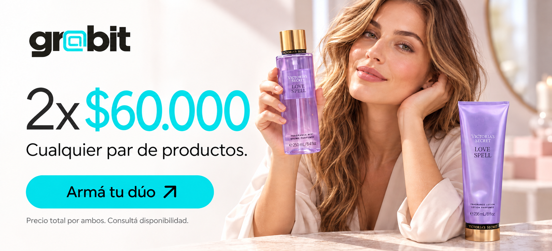 Promoción GRABIT con body mist y crema Love Spell de Victoria’s Secret