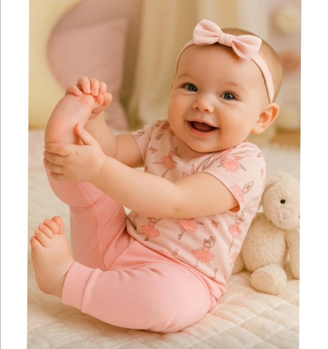 Pijama rosa de bailarinas para bebé